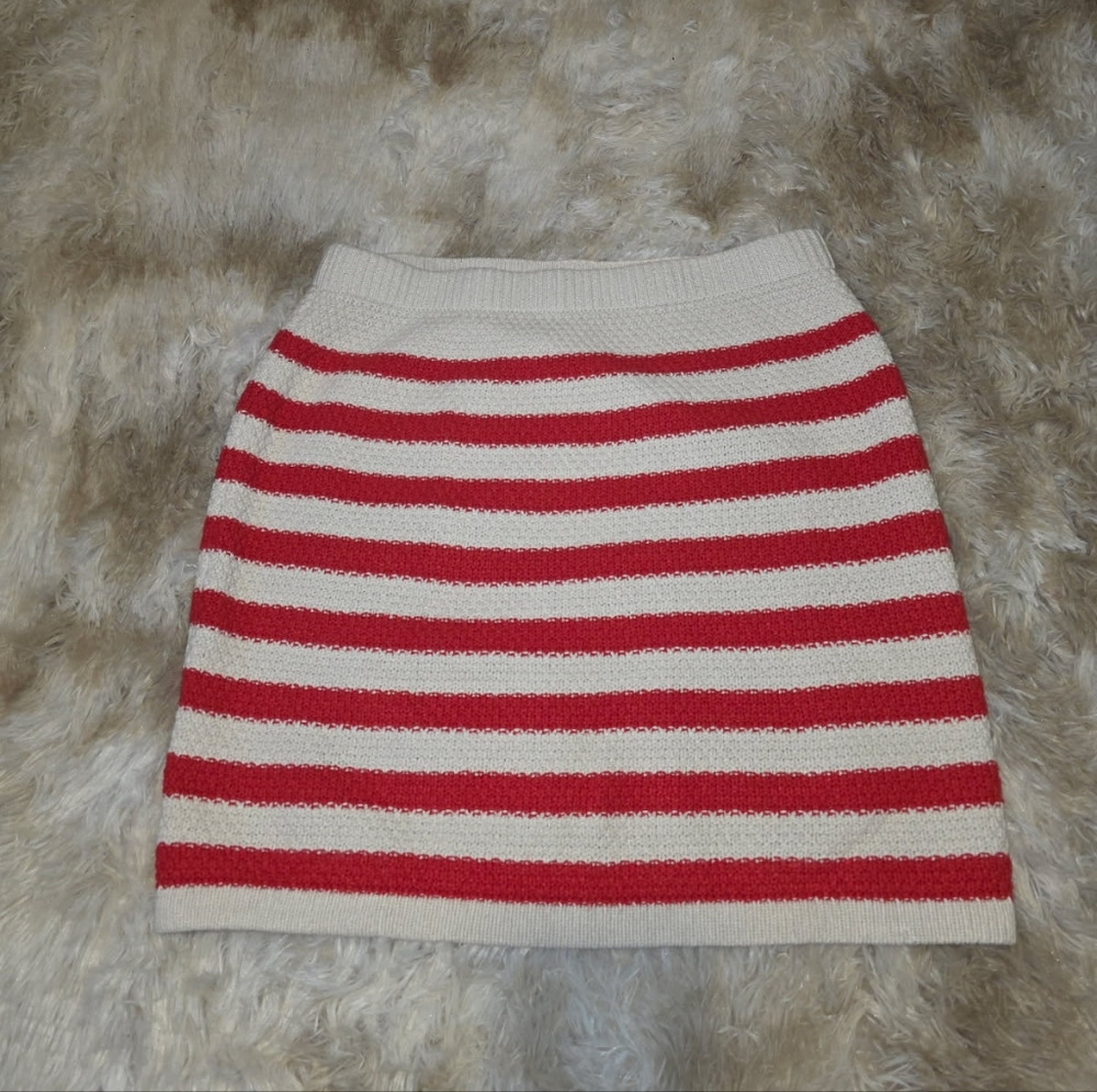 Red and Cream Striped Skirt